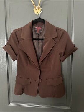 Vintage Short-Sleeve Brown Tailored Blazer